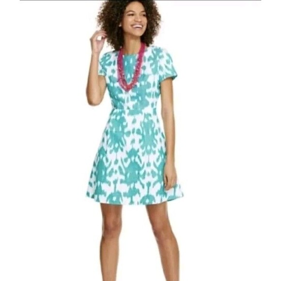 Vineyard Vines IKAT Dress Green White Size 2 - Picture 1 of 8